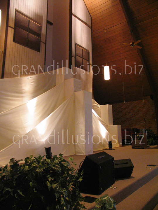 Lexinton church wedding ceremony columns and draping