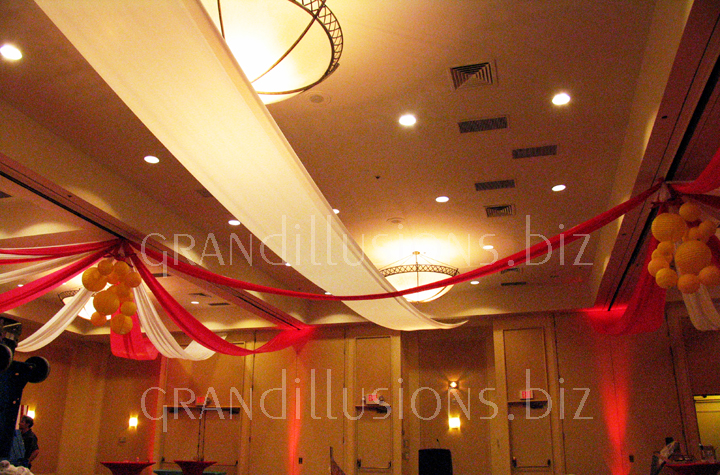 carnival stylized tent decorations in ballroom