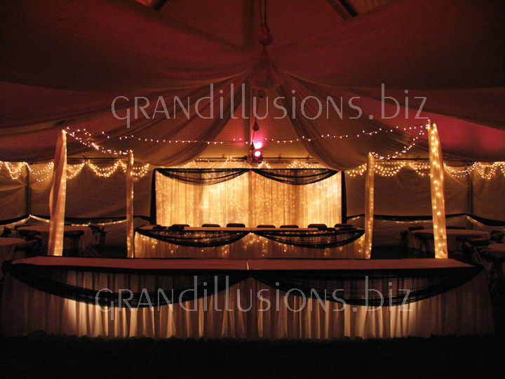 tent back drop lighting uplighting wedding reception
