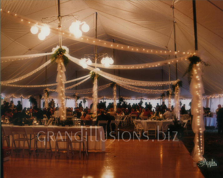 tent wedding decorating with lights