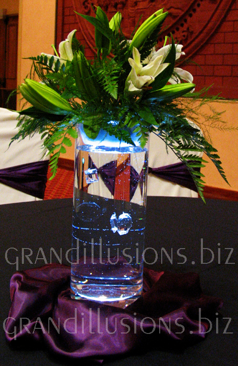 wedding decoration lighted centerpiece with crystals under water